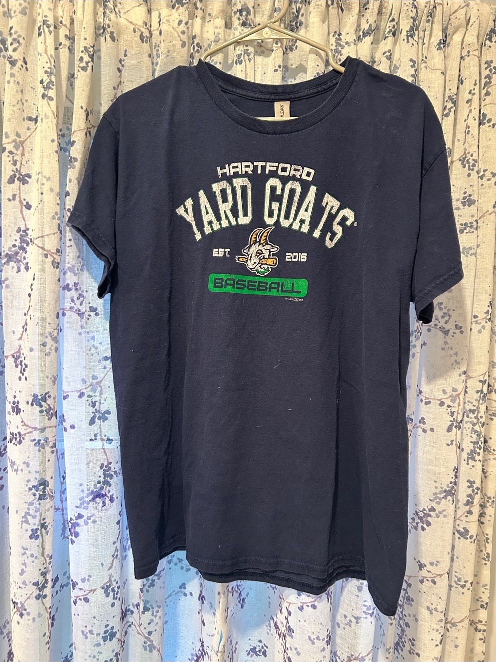 Gildan Navy Hartford Yard Goats Graphic Tee with Green Accents